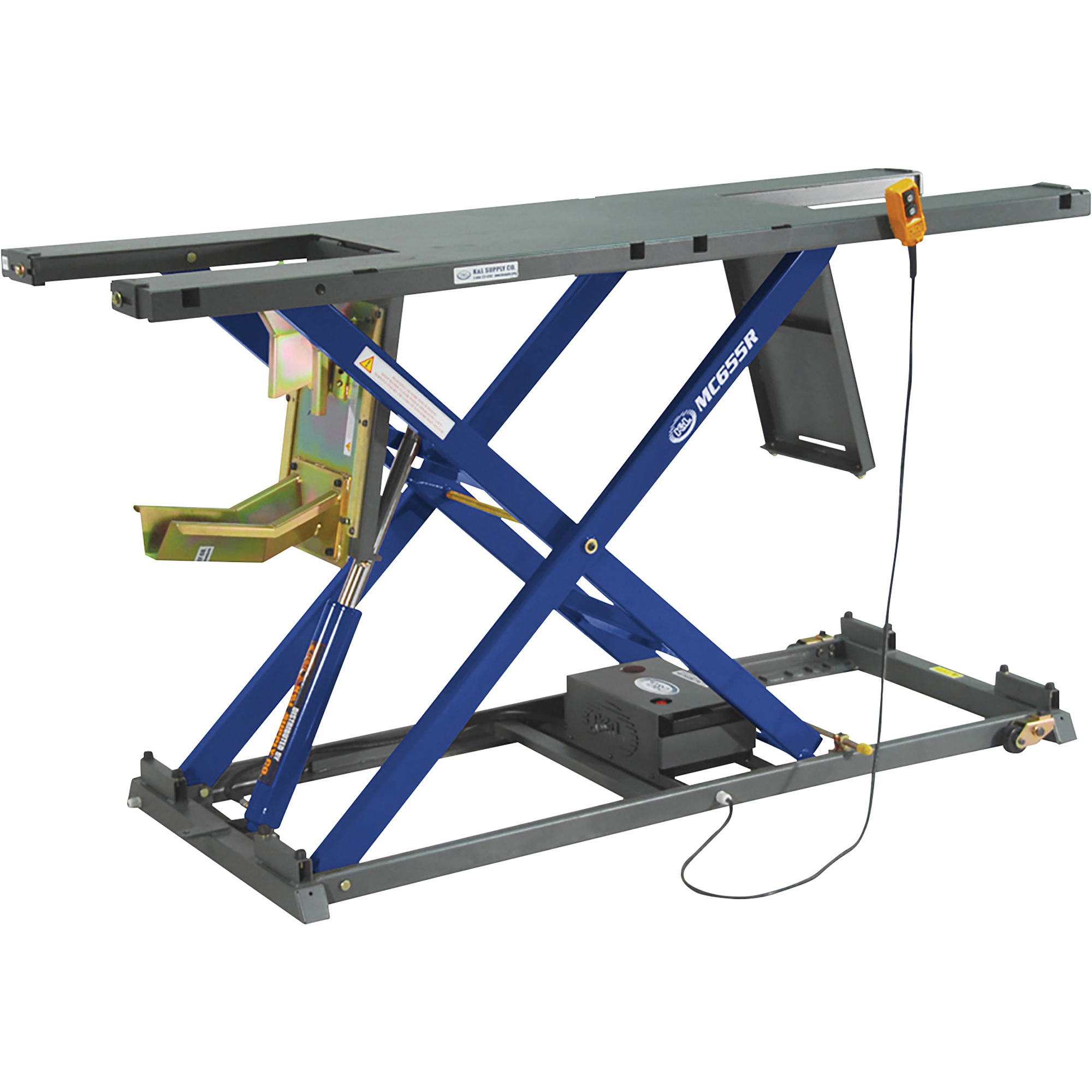 K&L Hydraulic Motorcycle Lift with Remote Control, 2000-Lb. Capacity, Blue/Gray, Model# MC655R BLUE
